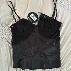 New with tags size medium white fox boutique lace and satin top